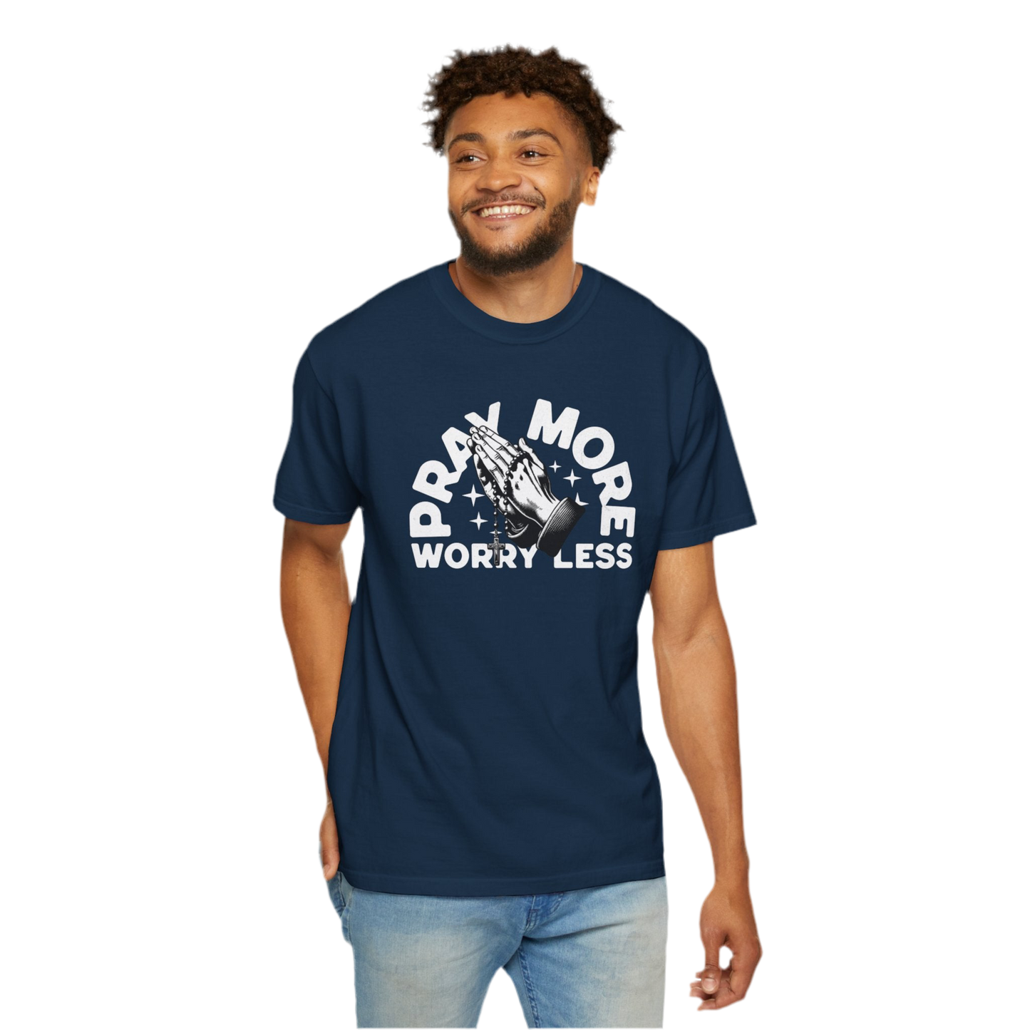 “Pray More Worry Less” Unisex T-shirt - Relaxed Fit, Inspirational Graphic Tee