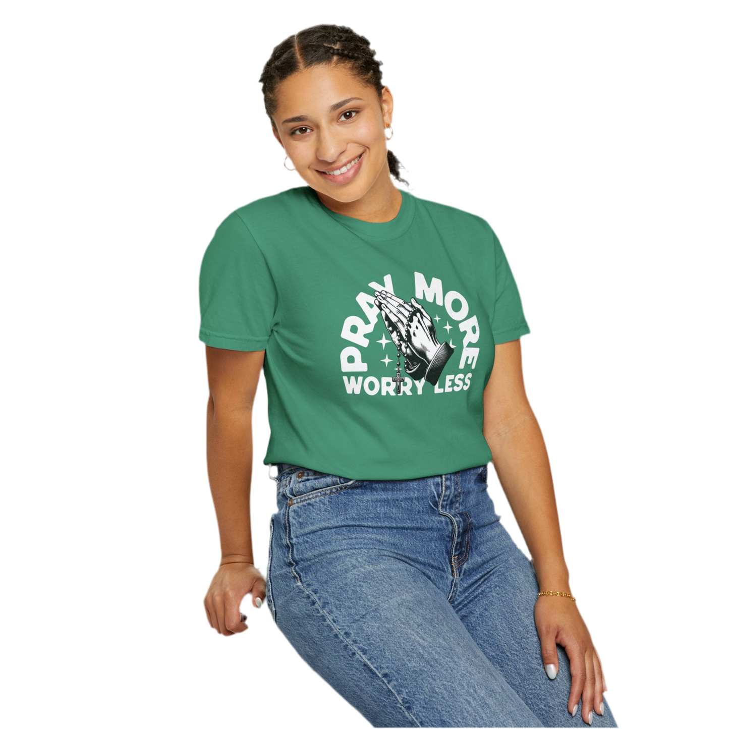 “Pray More Worry Less” Unisex T-shirt - Relaxed Fit, Inspirational Graphic Tee
