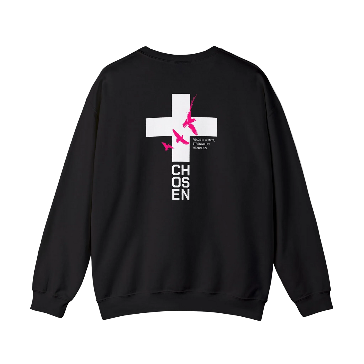Crewneck Sweatshirt — Chosen Cross Graphic with 'Chosen' Text