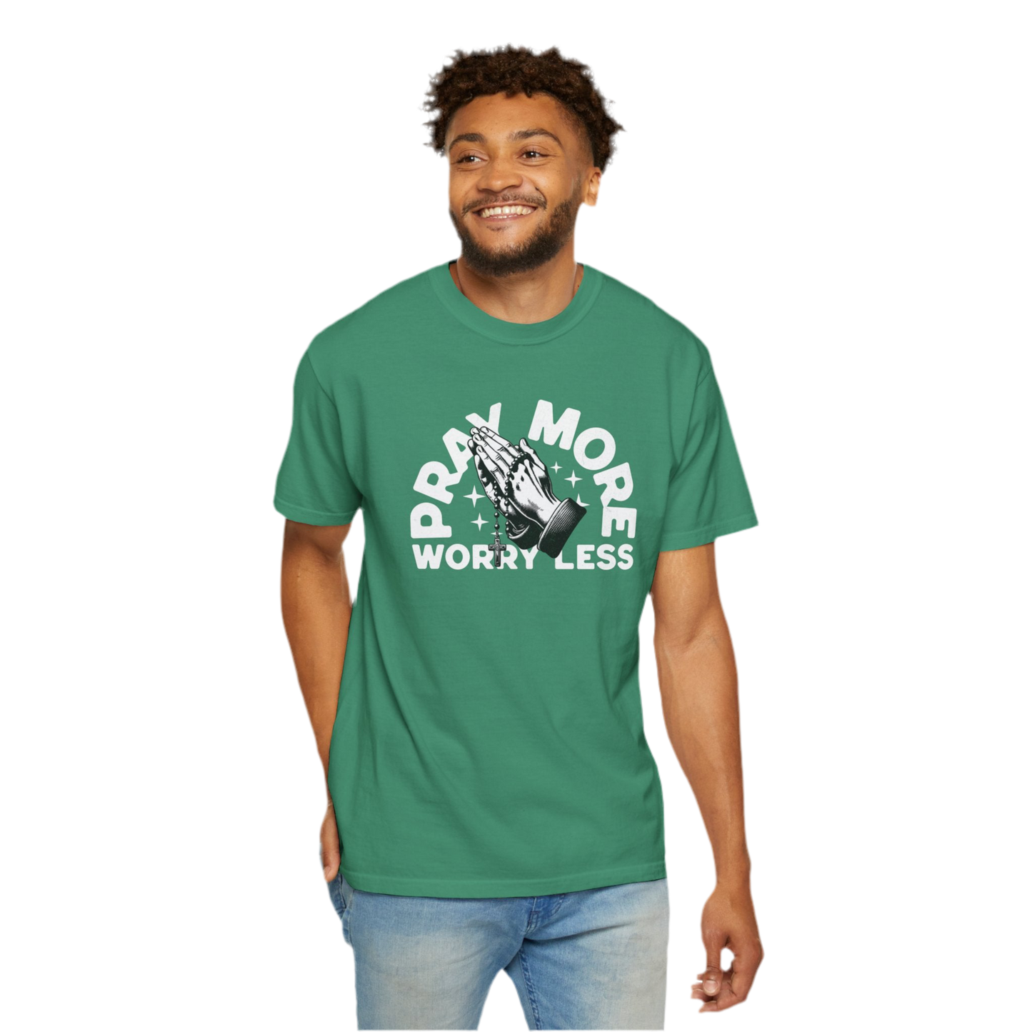 “Pray More Worry Less” Unisex T-shirt - Relaxed Fit, Inspirational Graphic Tee