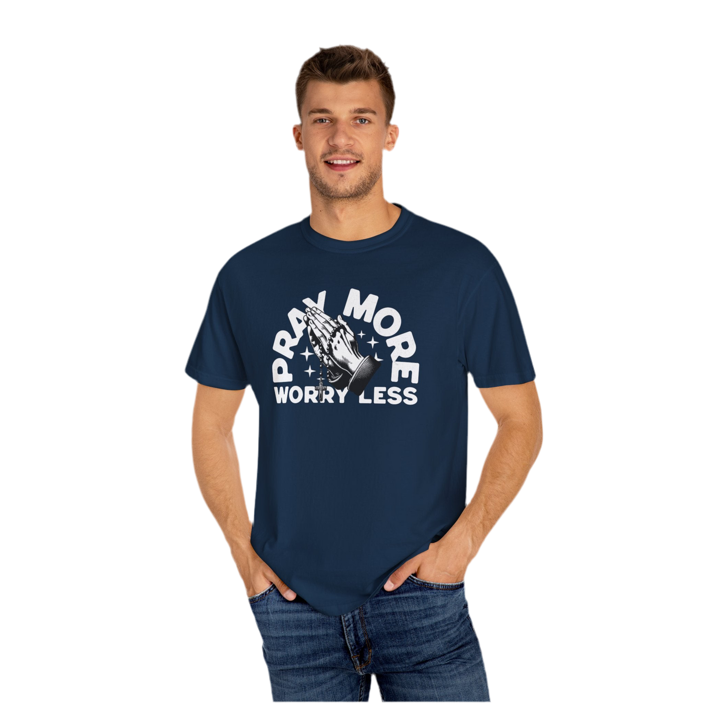 “Pray More Worry Less” Unisex T-shirt - Relaxed Fit, Inspirational Graphic Tee