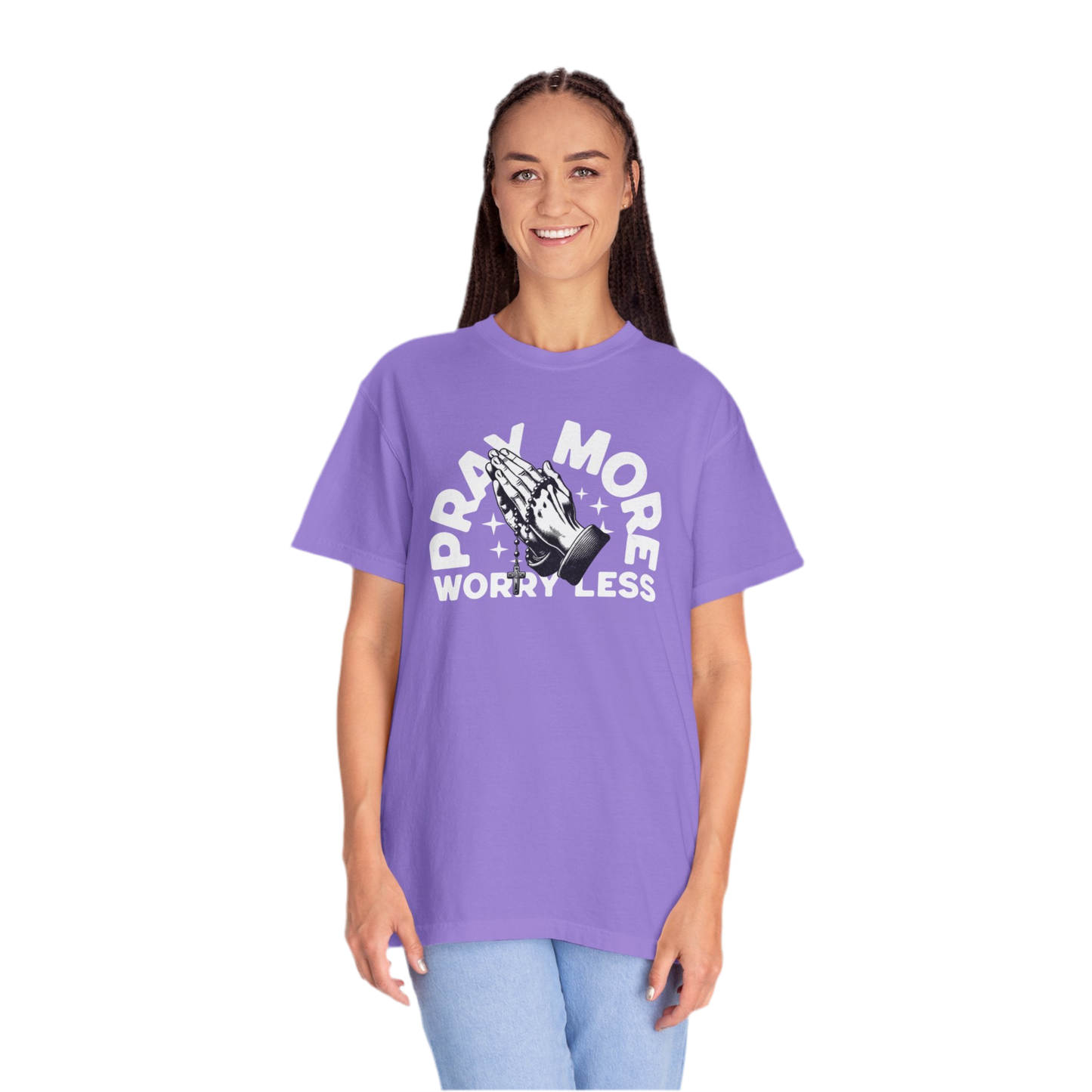 “Pray More Worry Less” Unisex T-shirt - Relaxed Fit, Inspirational Graphic Tee