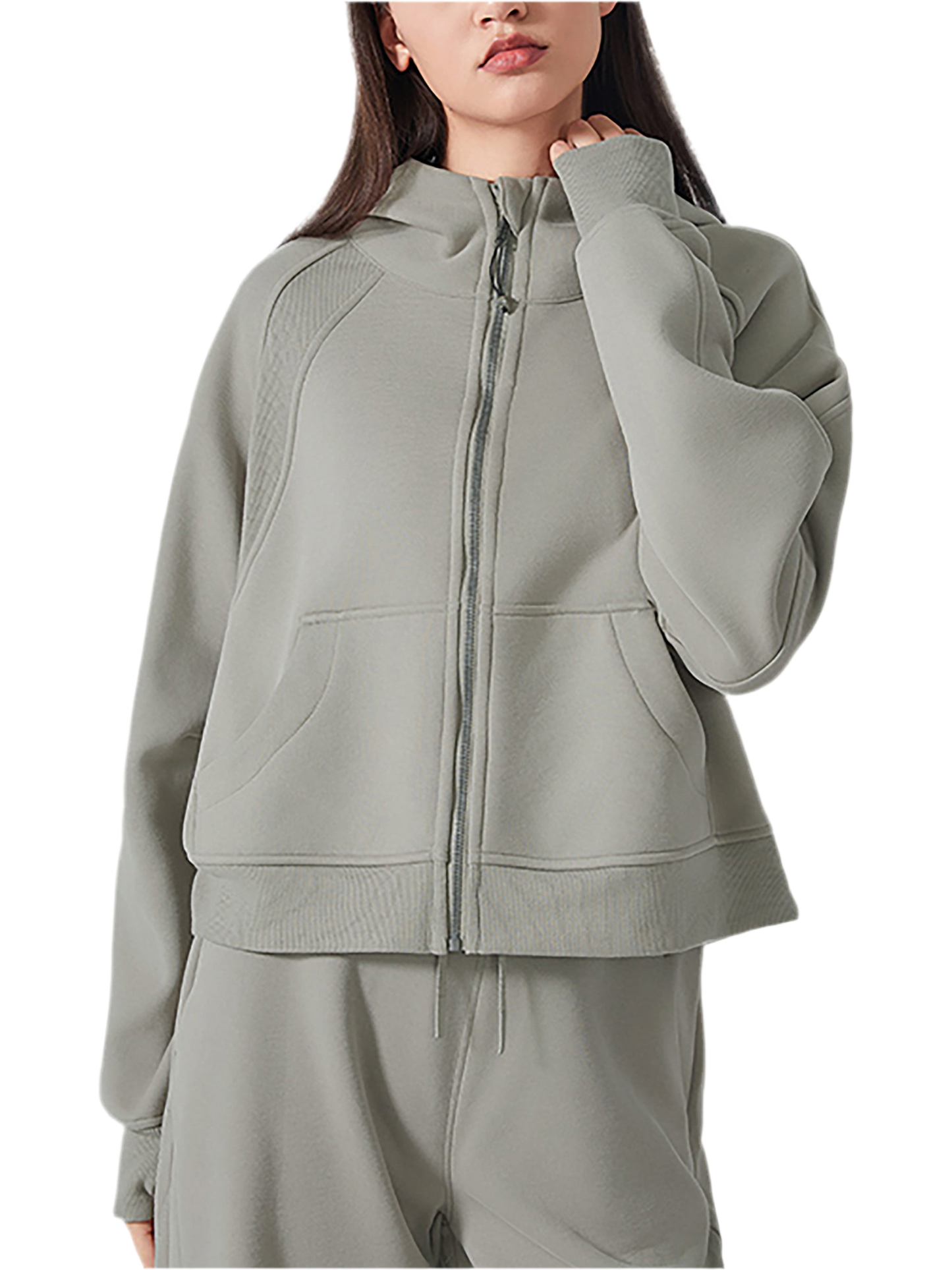 Cropped Zip-Through Hoodie