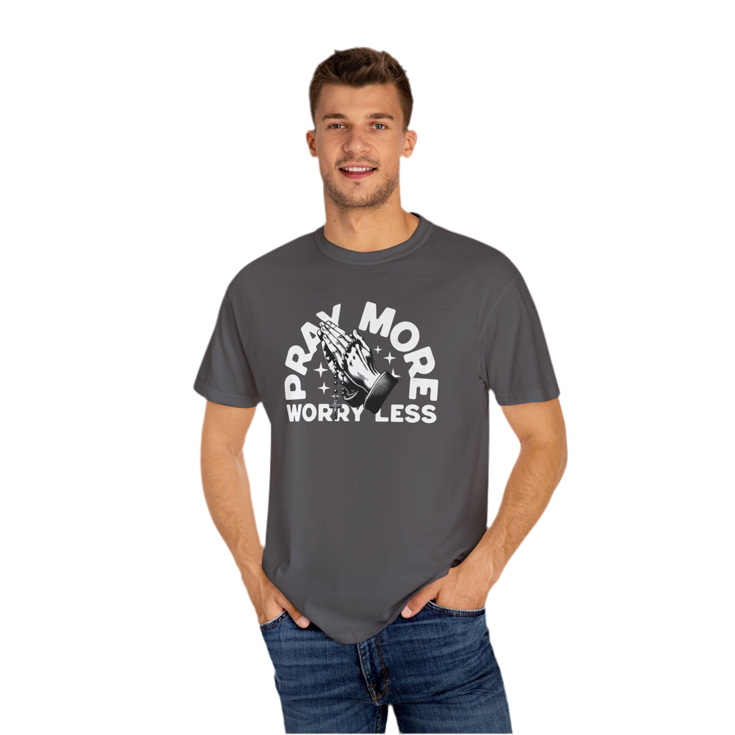 “Pray More Worry Less” Unisex T-shirt - Relaxed Fit, Inspirational Graphic Tee