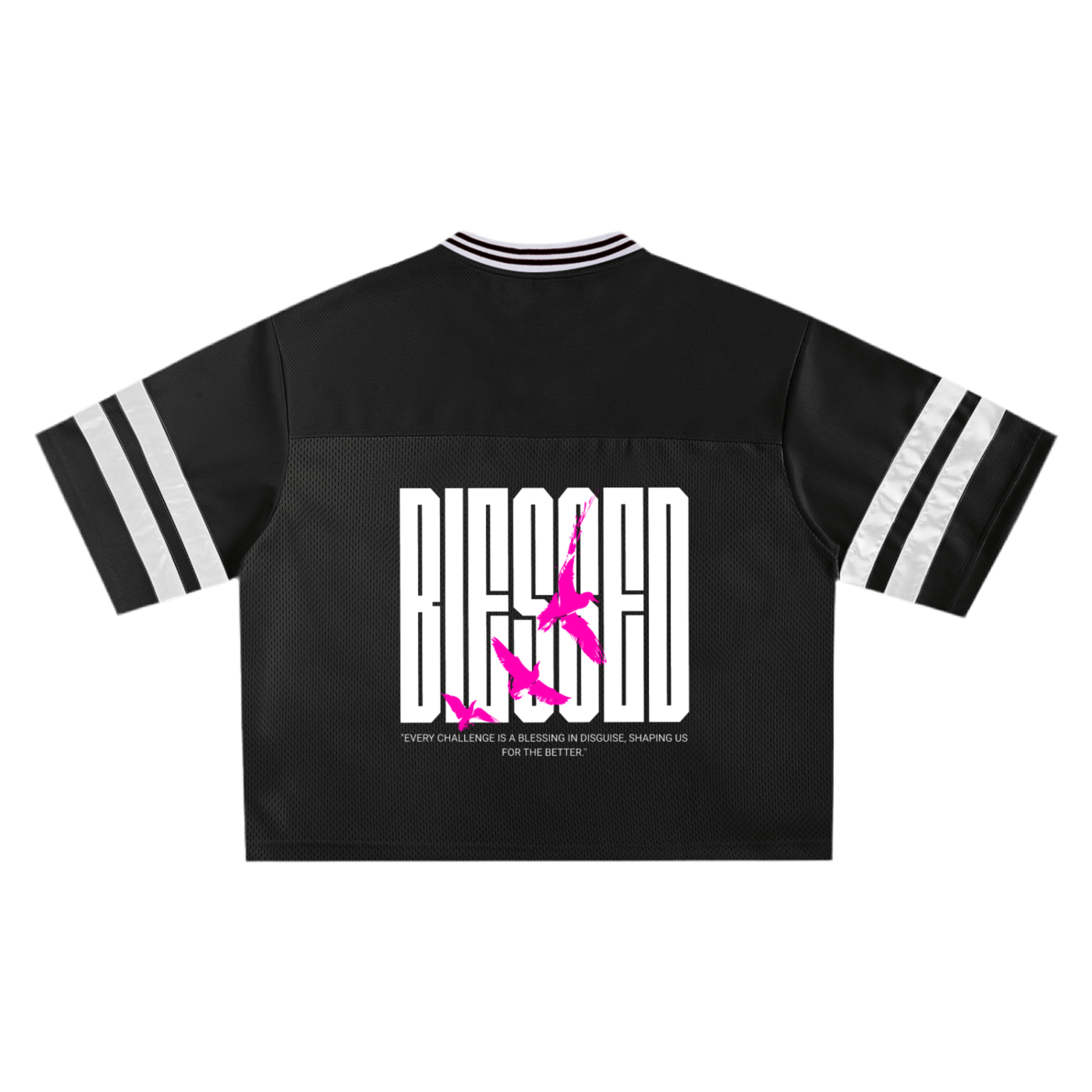 Taped Mesh “Blessed” Boxy T-shirt