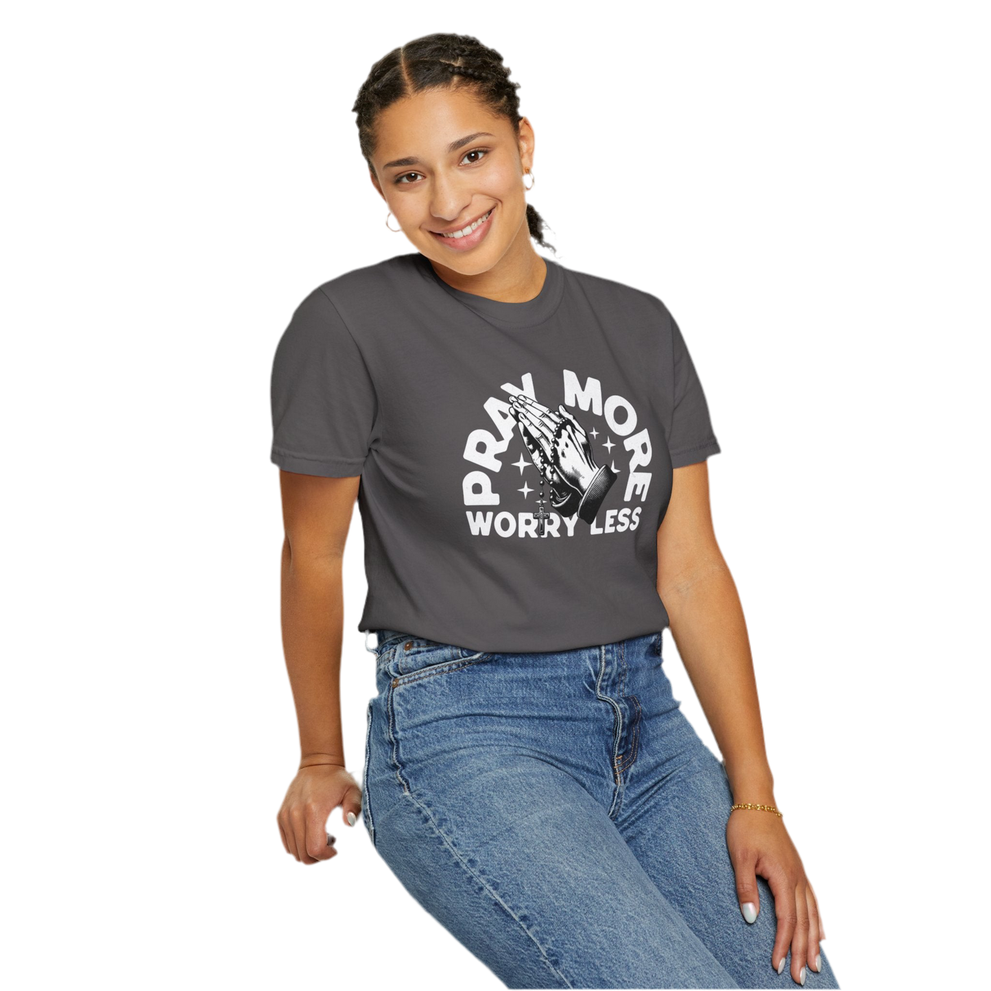 “Pray More Worry Less” Unisex T-shirt - Relaxed Fit, Inspirational Graphic Tee
