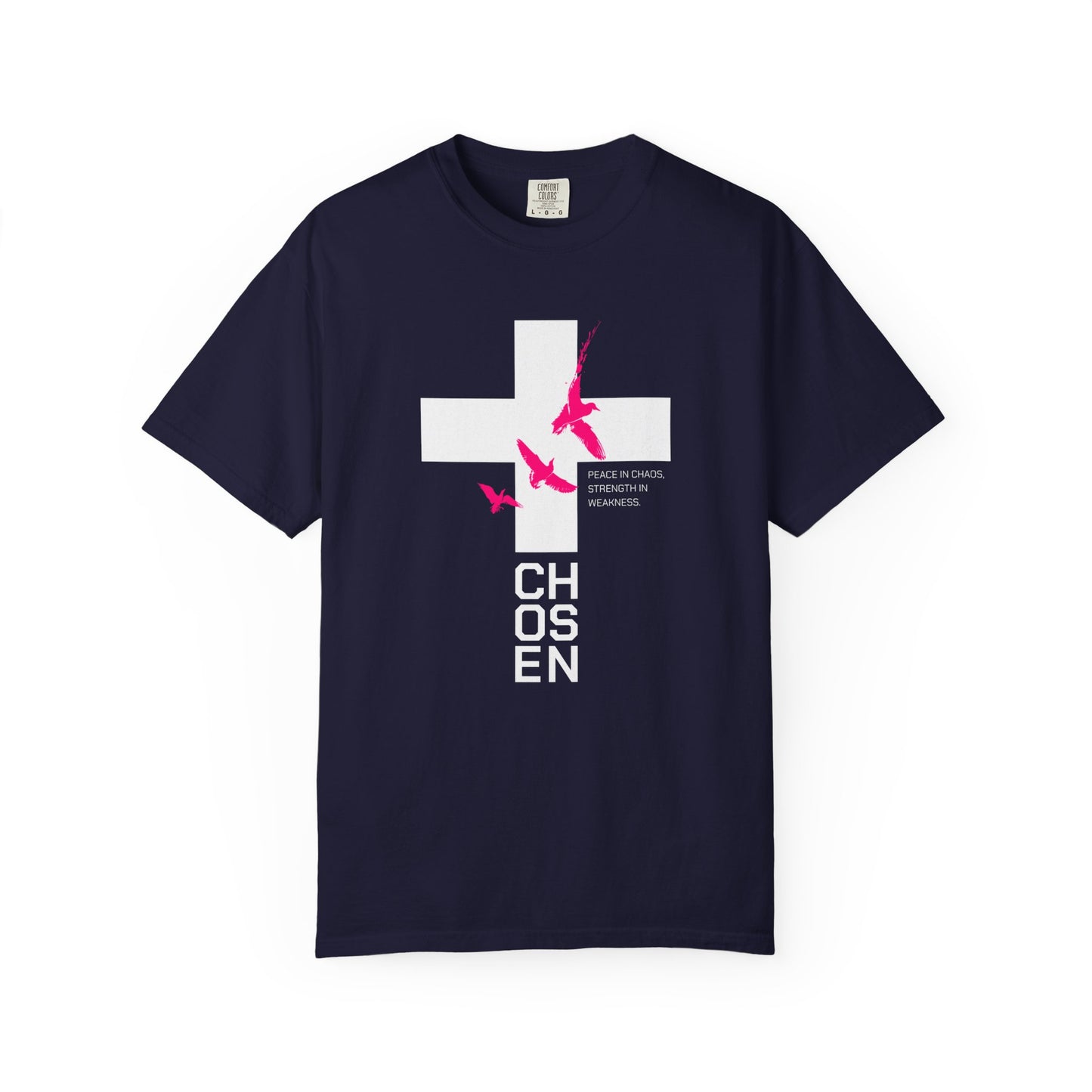 God Heals Chosen Cross T‑Shirt — Faith Graphic Tee with Birds
