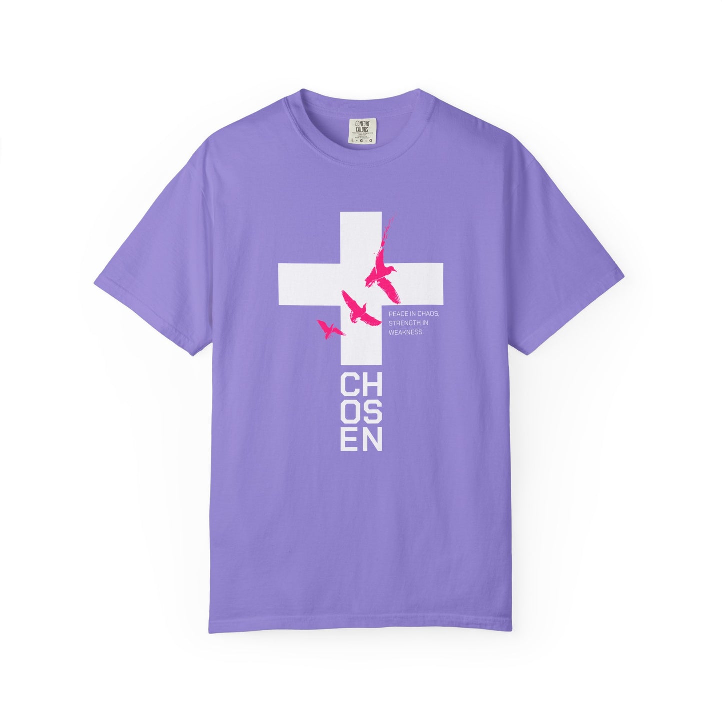 God Heals Chosen Cross T‑Shirt — Faith Graphic Tee with Birds