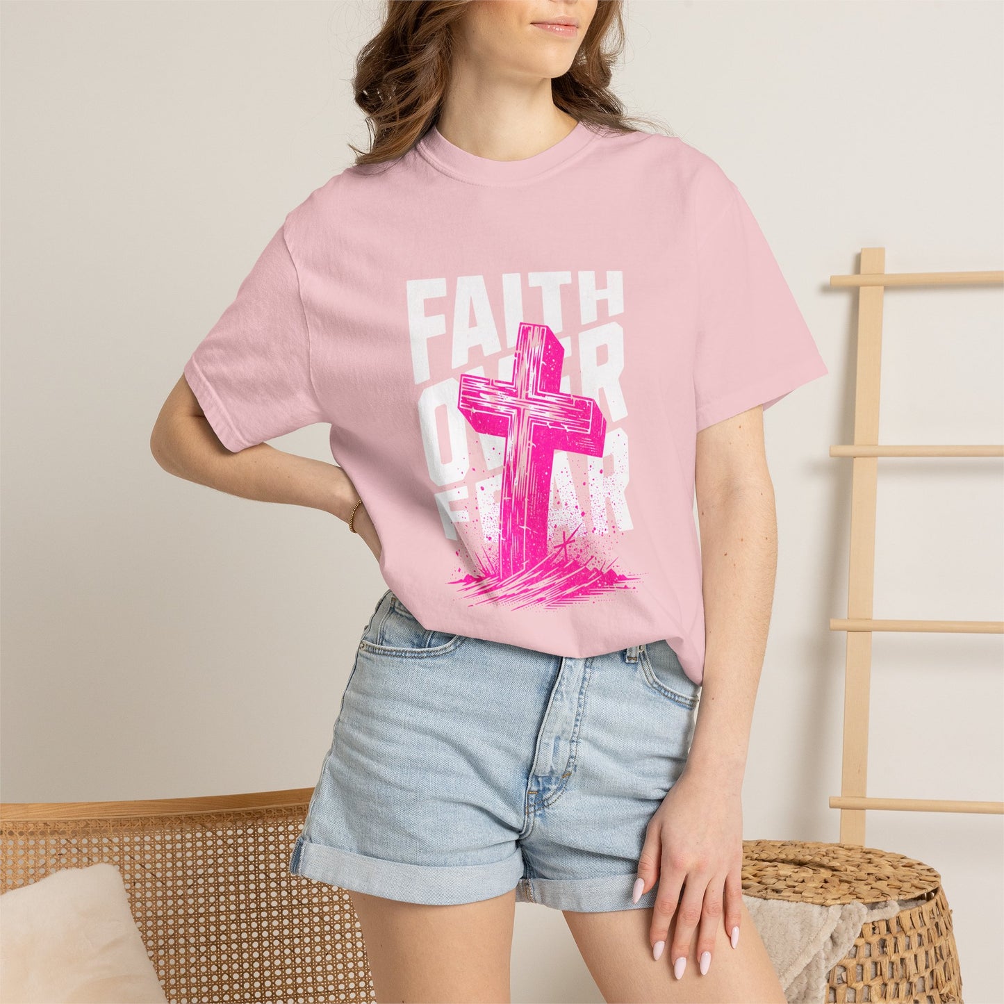 God Heals Faith Over Fear T-Shirt — Christian Cross Graphic Tee
