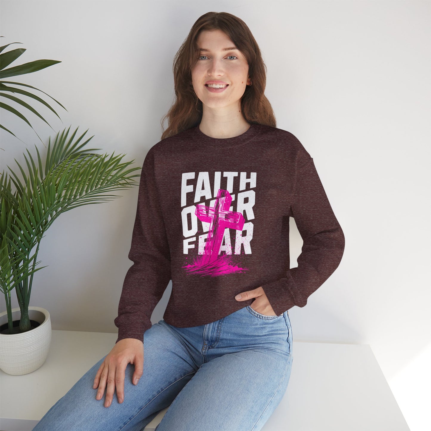 “Faith Over Fear” Crewneck Sweatshirt - Unisex Inspirational Apparel