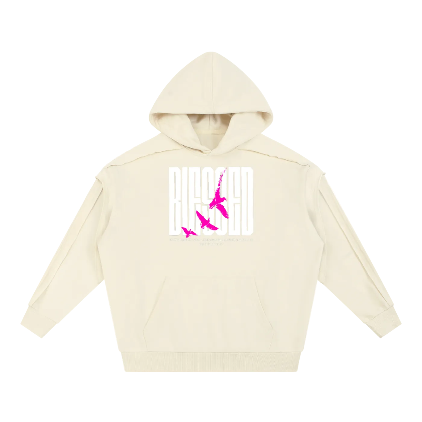 God Heals Contrast Tape Raw Edge Double Layered Hoodie