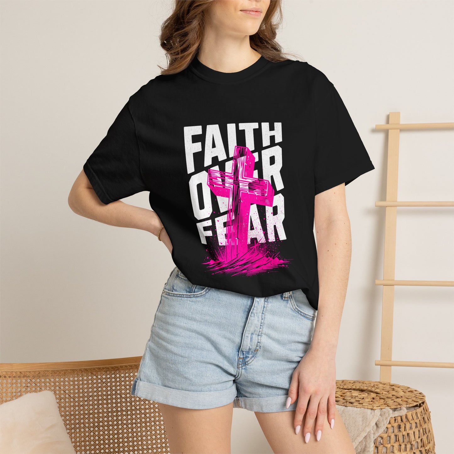 God Heals Faith Over Fear T-Shirt — Christian Cross Graphic Tee