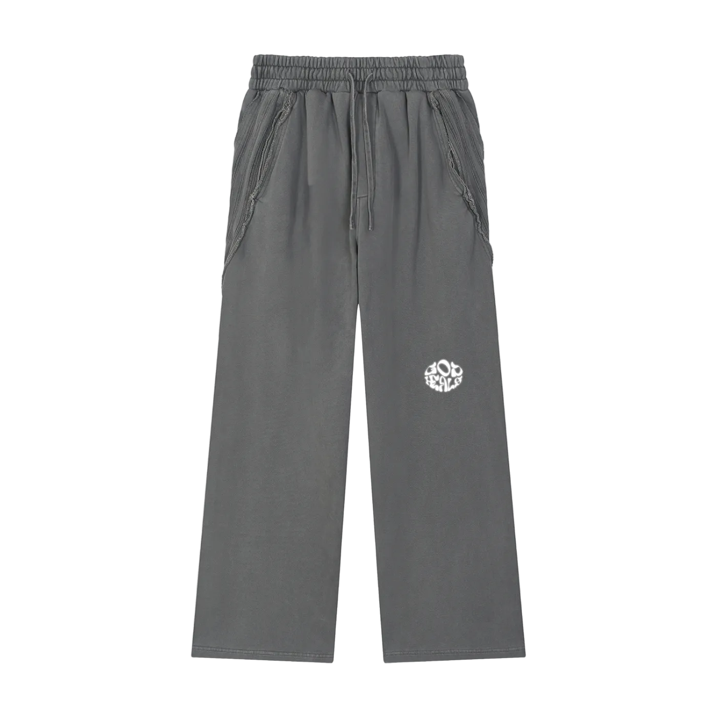God Heals Snow Washed Tape Raw Edge Sweatpants