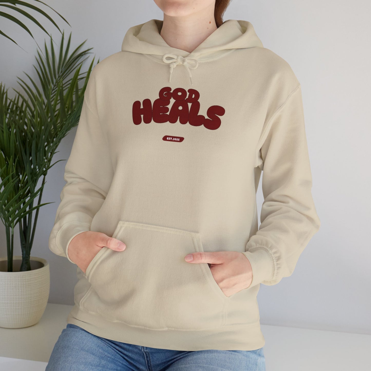 “God Heals” (Maroon Letter Color) Hoodie