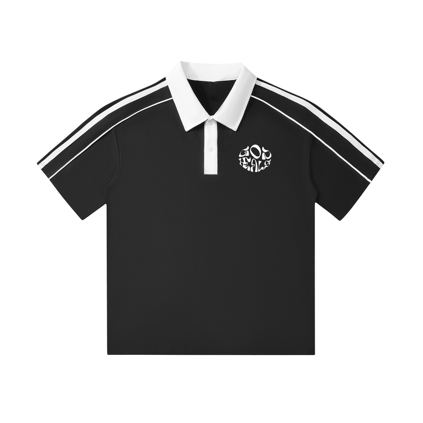 God Heals Contrast Collar Short-Sleeve Polo Shirt
