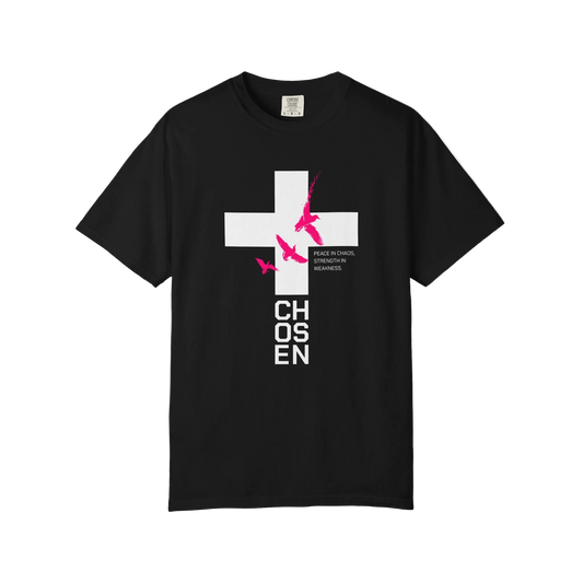 God Heals Chosen Cross T‑Shirt — Faith Graphic Tee with Birds