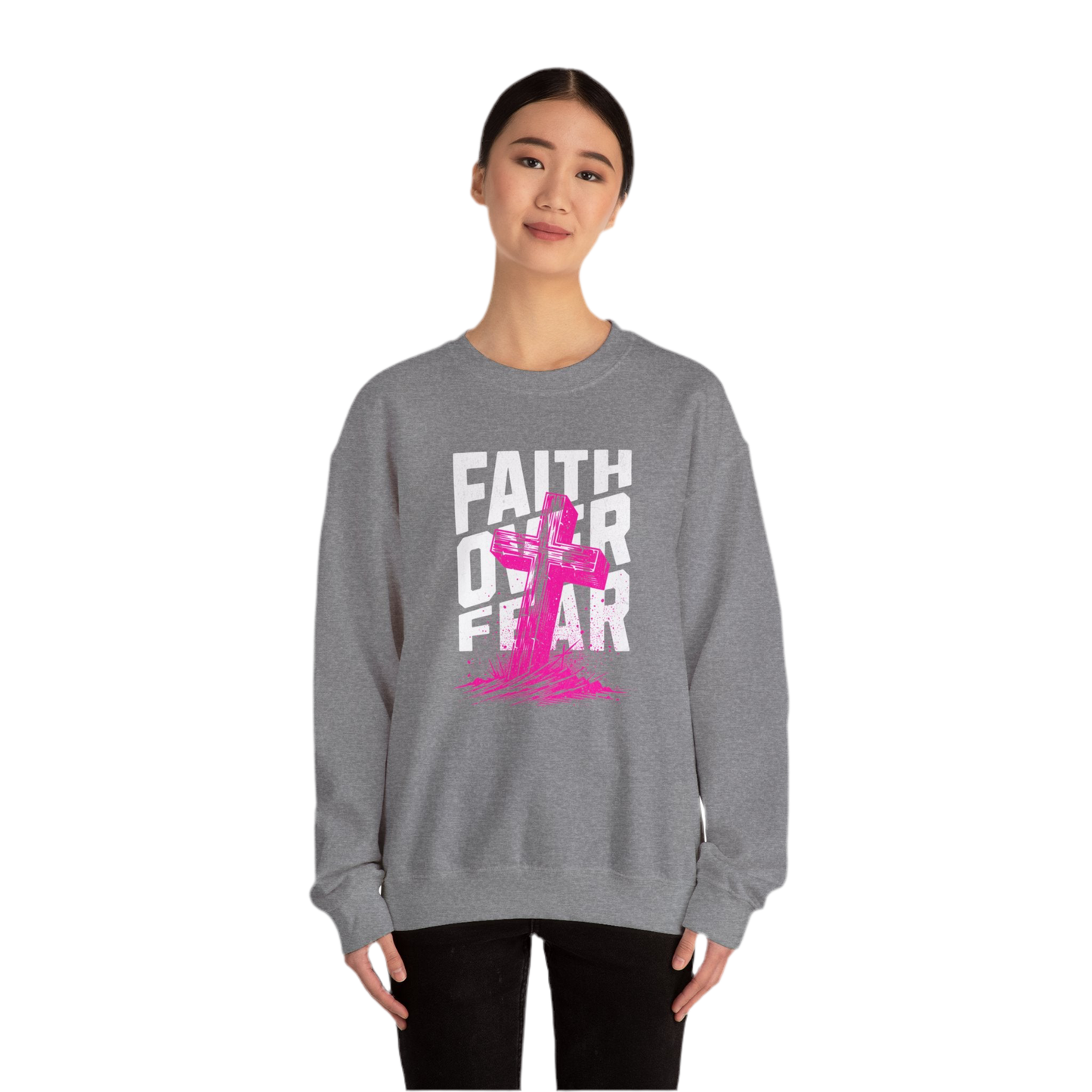 “Faith Over Fear” Crewneck Sweatshirt - Unisex Inspirational Apparel
