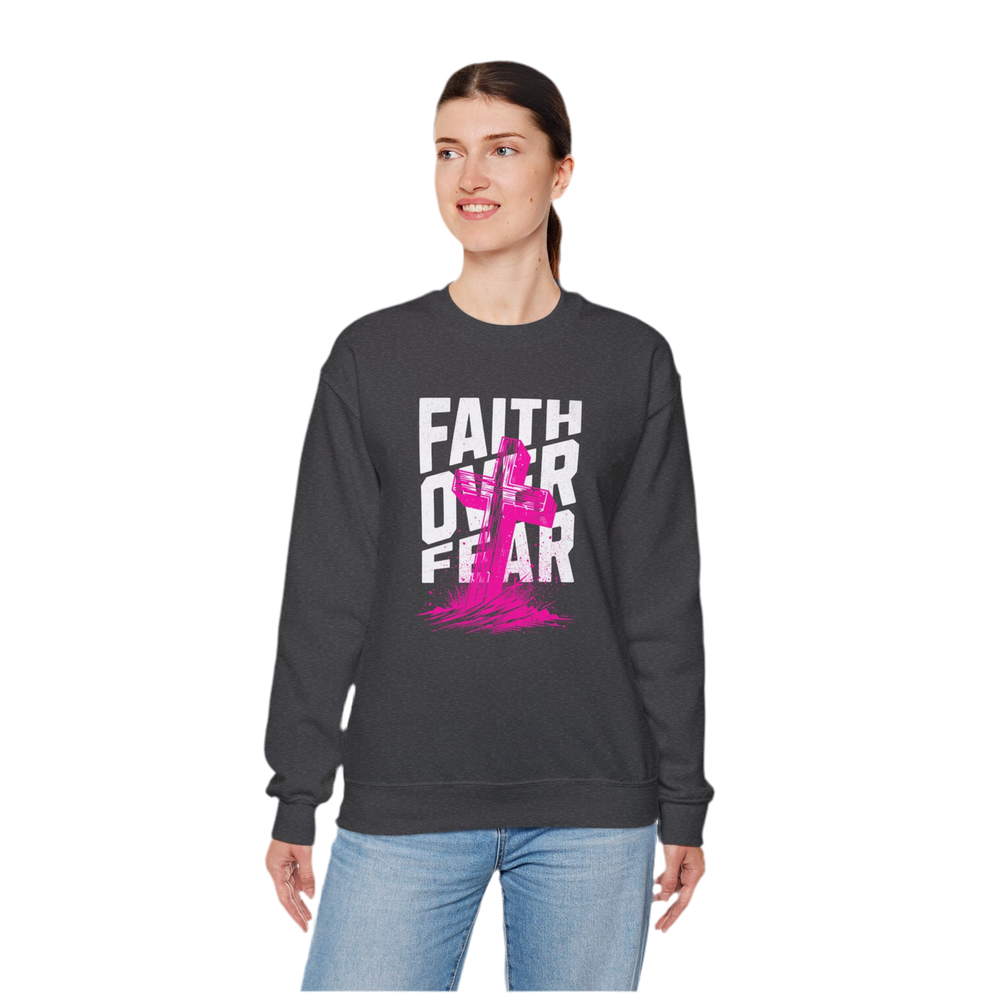 “Faith Over Fear” Crewneck Sweatshirt - Unisex Inspirational Apparel