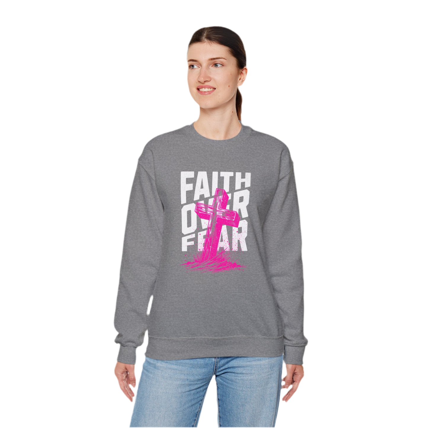 “Faith Over Fear” Crewneck Sweatshirt - Unisex Inspirational Apparel