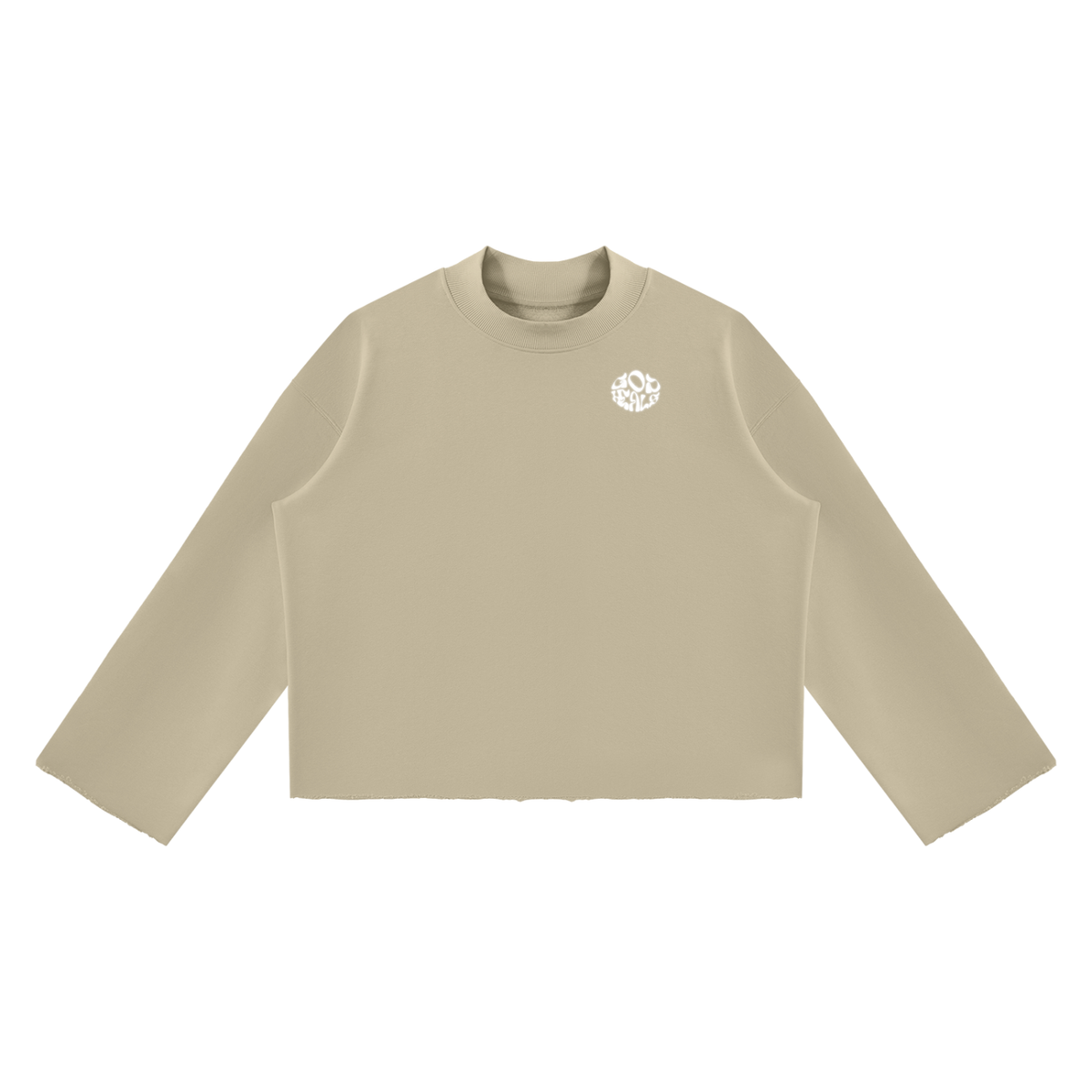 Unisex Mock Neck Raw Edge Boxy Sweatshirt