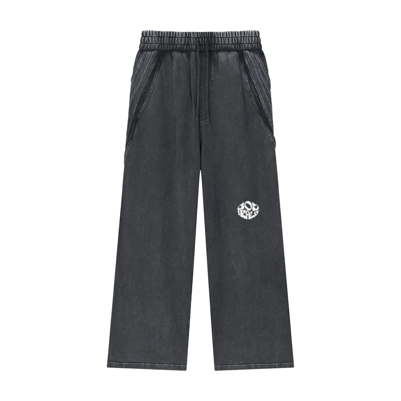 God Heals Snow Washed Tape Raw Edge Sweatpants