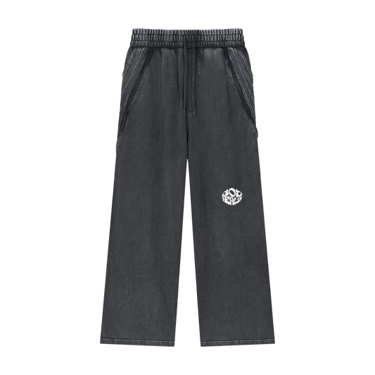 God Heals Snow Washed Tape Raw Edge Sweatpants