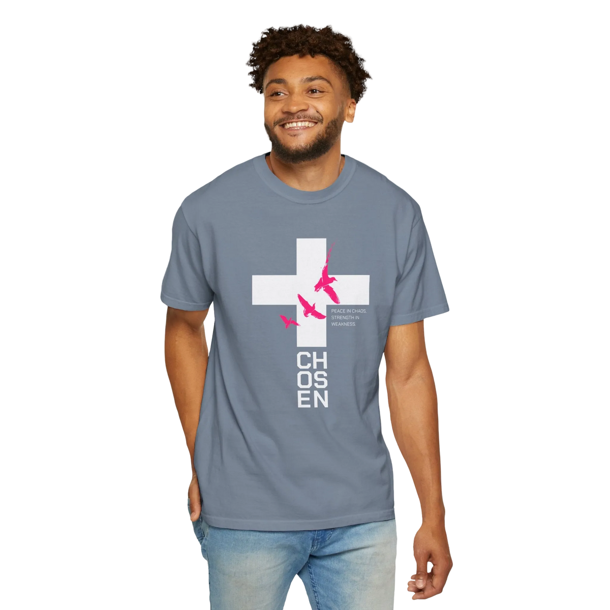 God Heals Chosen Cross T‑Shirt — Faith Graphic Tee with Birds
