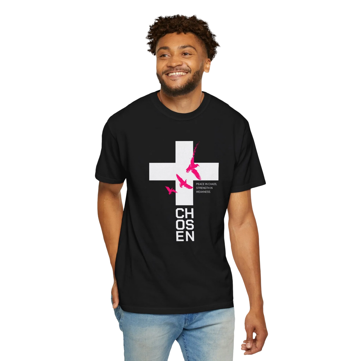 God Heals Chosen Cross T‑Shirt — Faith Graphic Tee with Birds