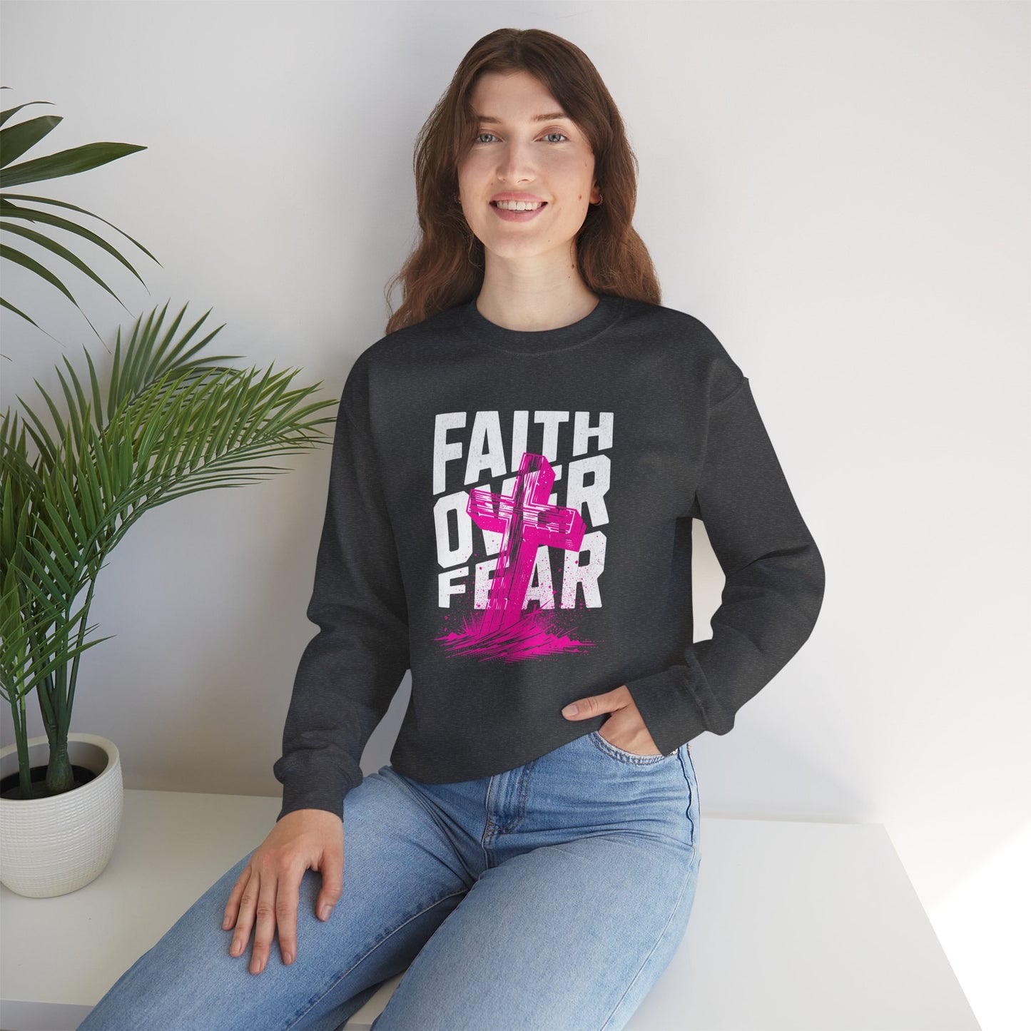 “Faith Over Fear” Crewneck Sweatshirt - Unisex Inspirational Apparel