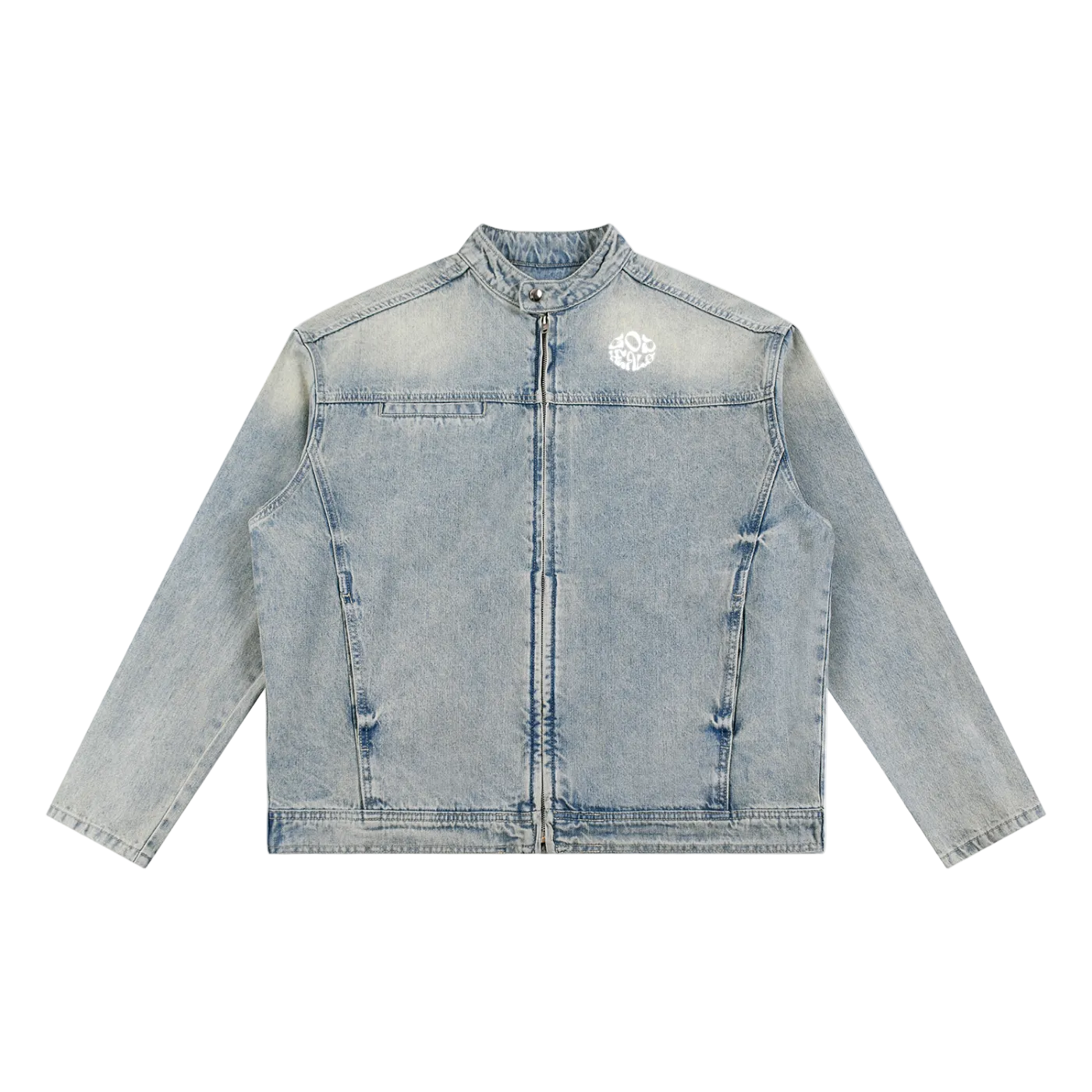 Vintage Wash Zip Denim Jacket