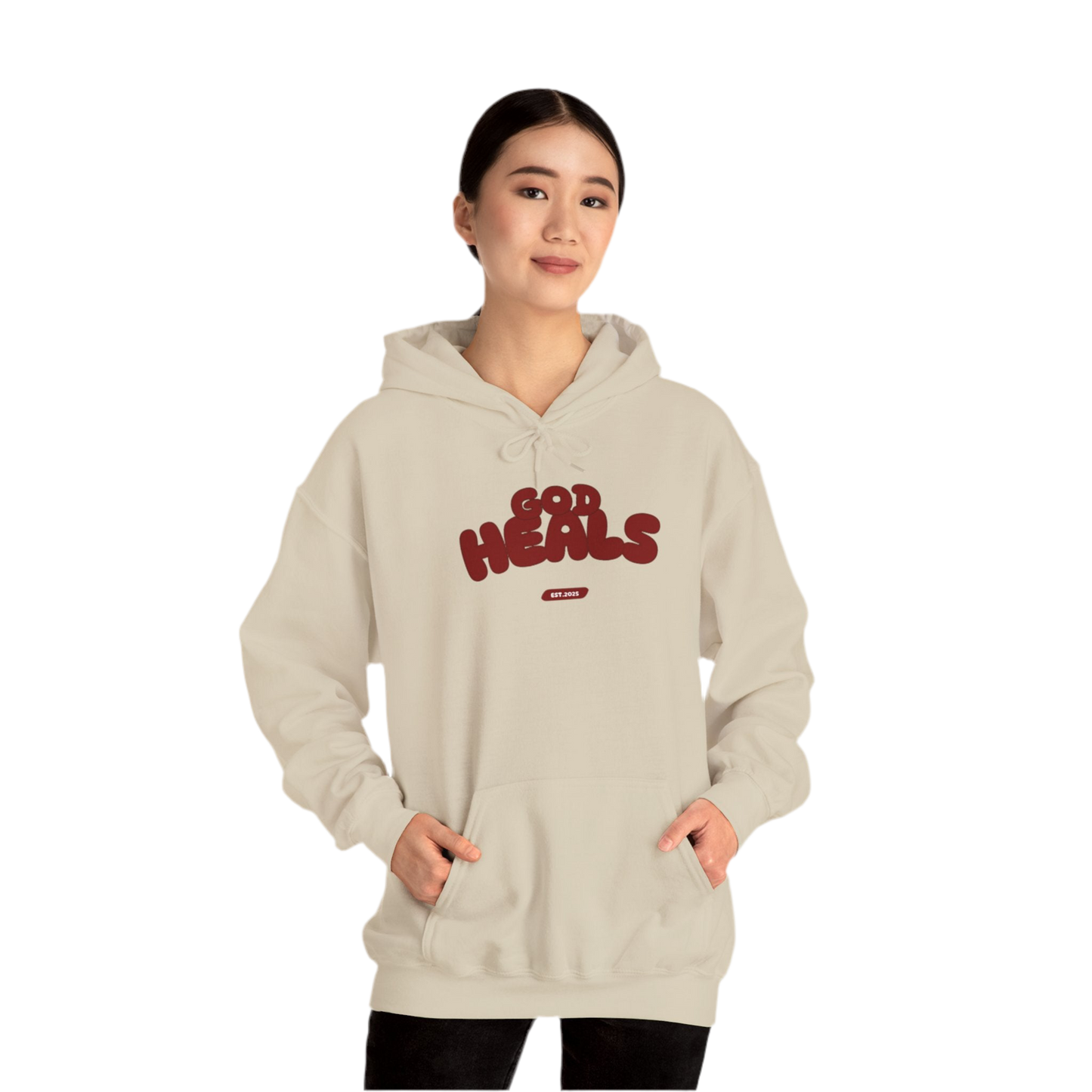 “God Heals” (Maroon Letter Color) Hoodie
