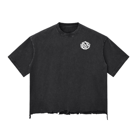 God Heals Snow Wash Raw-Hem Boxy T-shirt