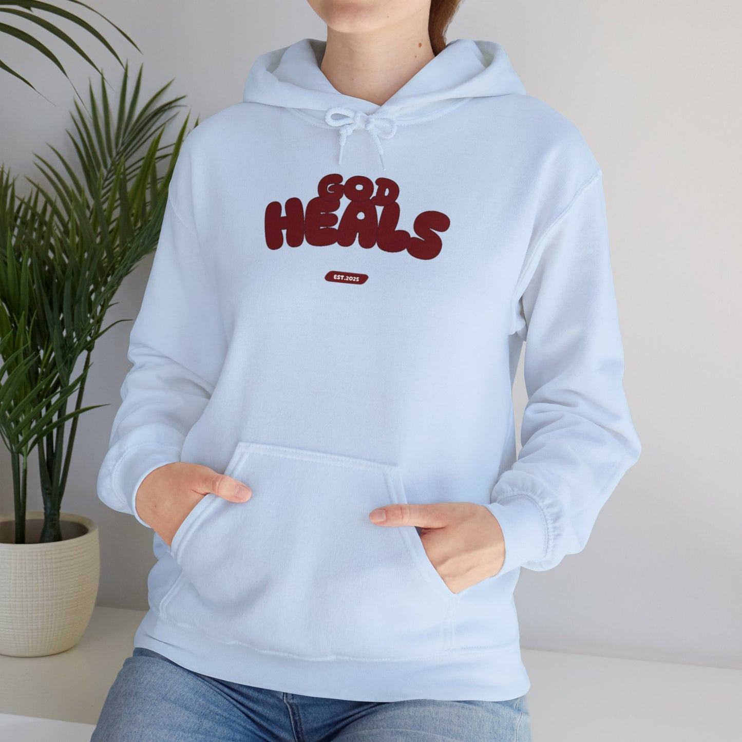 “God Heals” (Maroon Letter Color) Hoodie