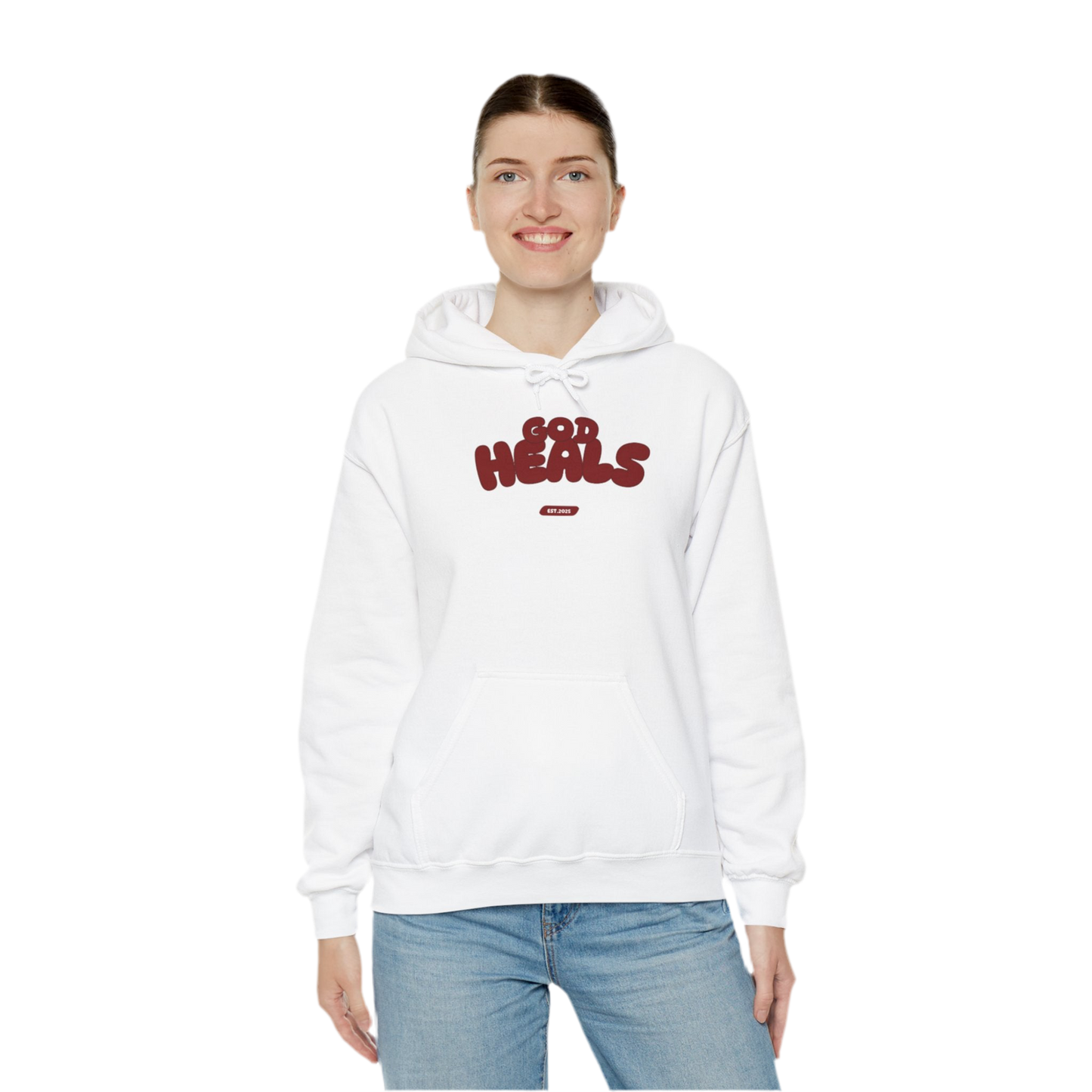 “God Heals” (Maroon Letter Color) Hoodie