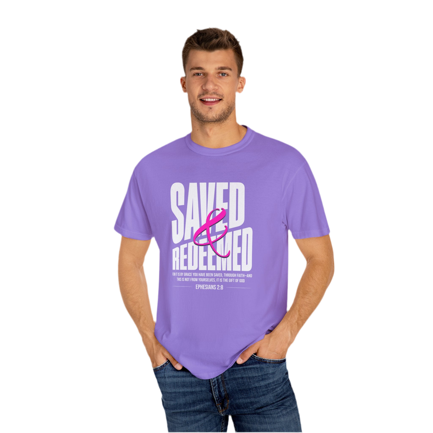 “Saved And Redeemed” Unisex Garment-Dyed T-shirt
