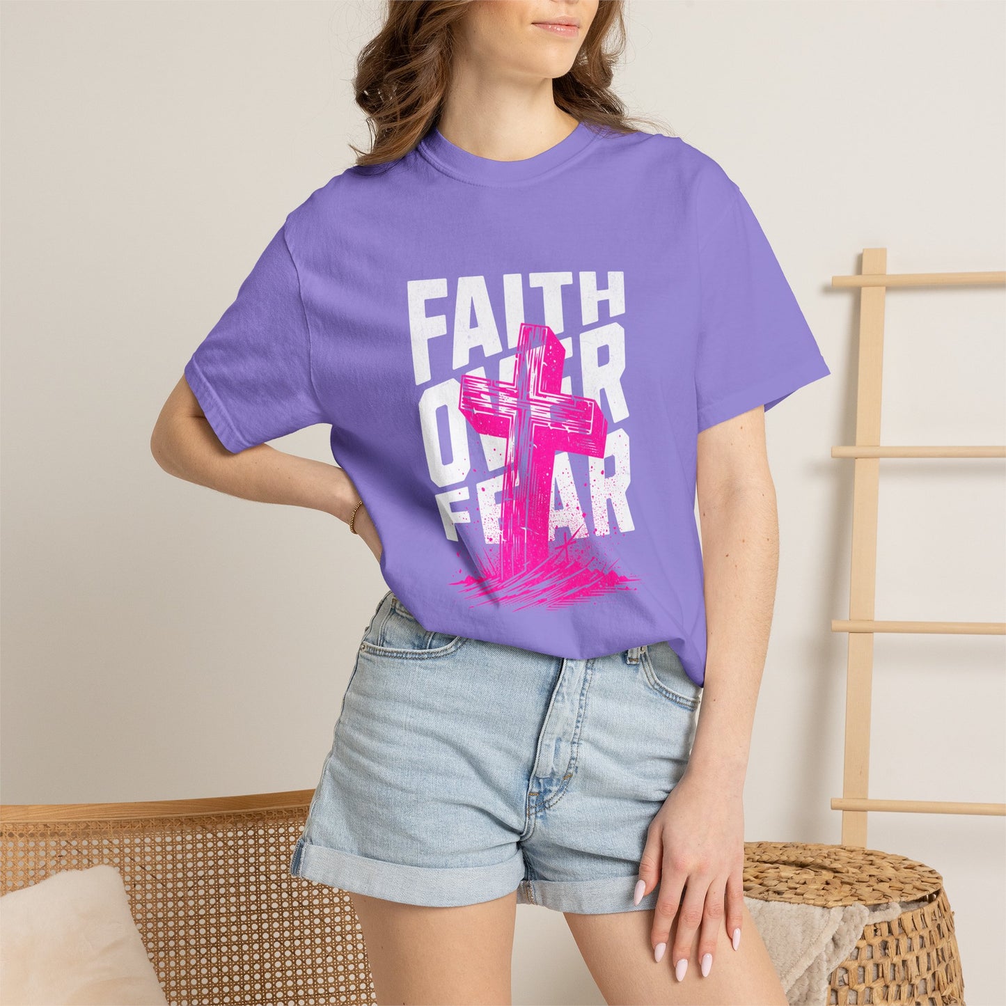 God Heals Faith Over Fear T-Shirt — Christian Cross Graphic Tee