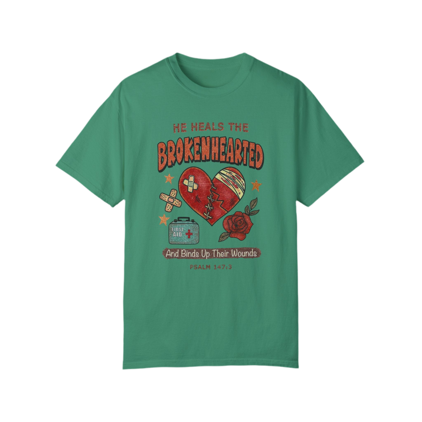 “He Heals The Brokenhearted” Unisex Garment-Dyed T-Shirt