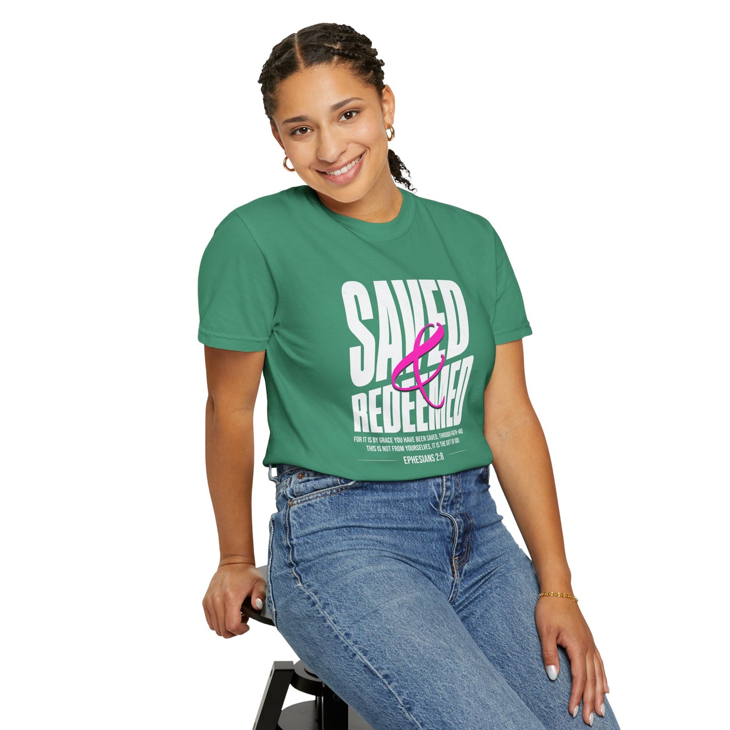 “Saved And Redeemed” Unisex Garment-Dyed T-shirt