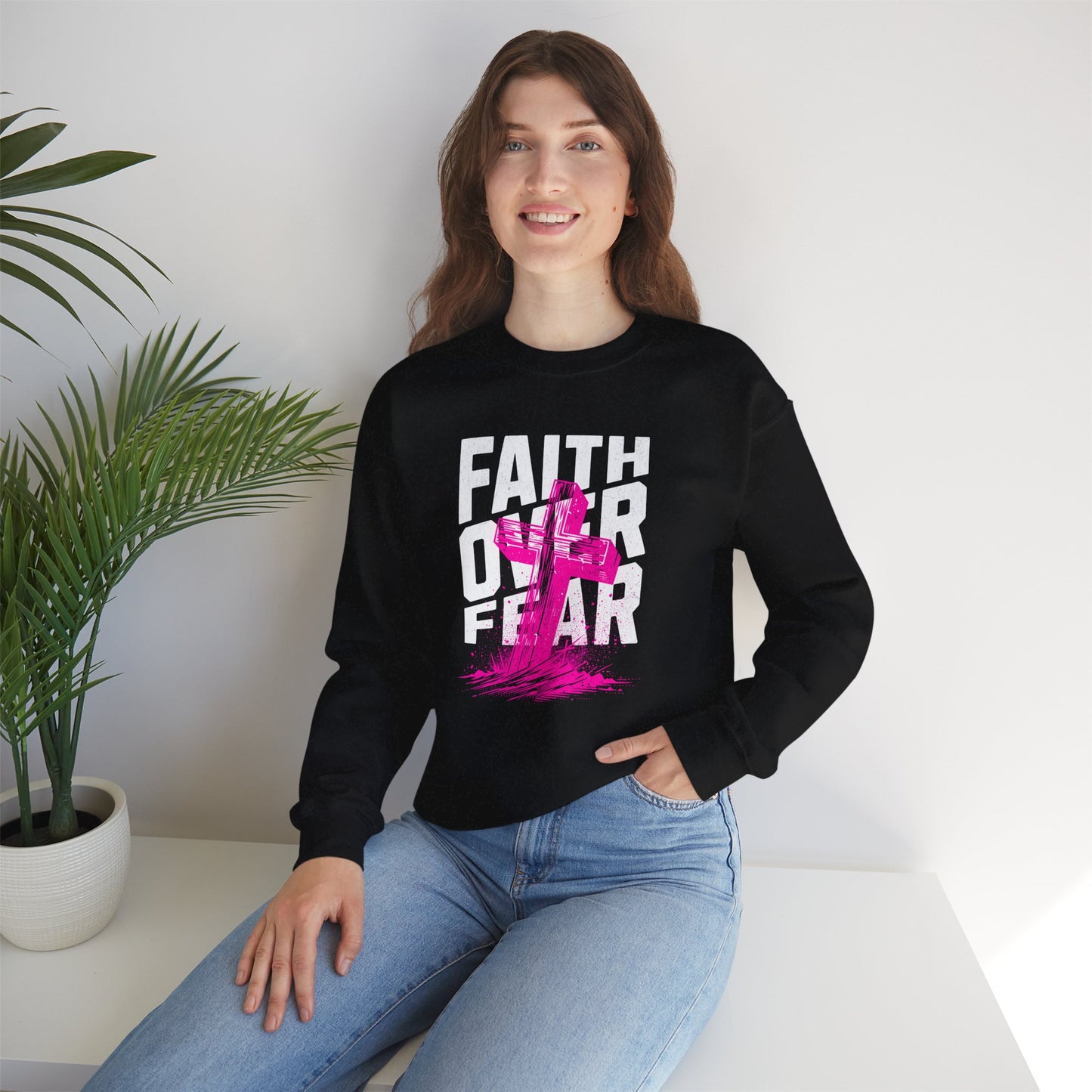 “Faith Over Fear” Crewneck Sweatshirt - Unisex Inspirational Apparel