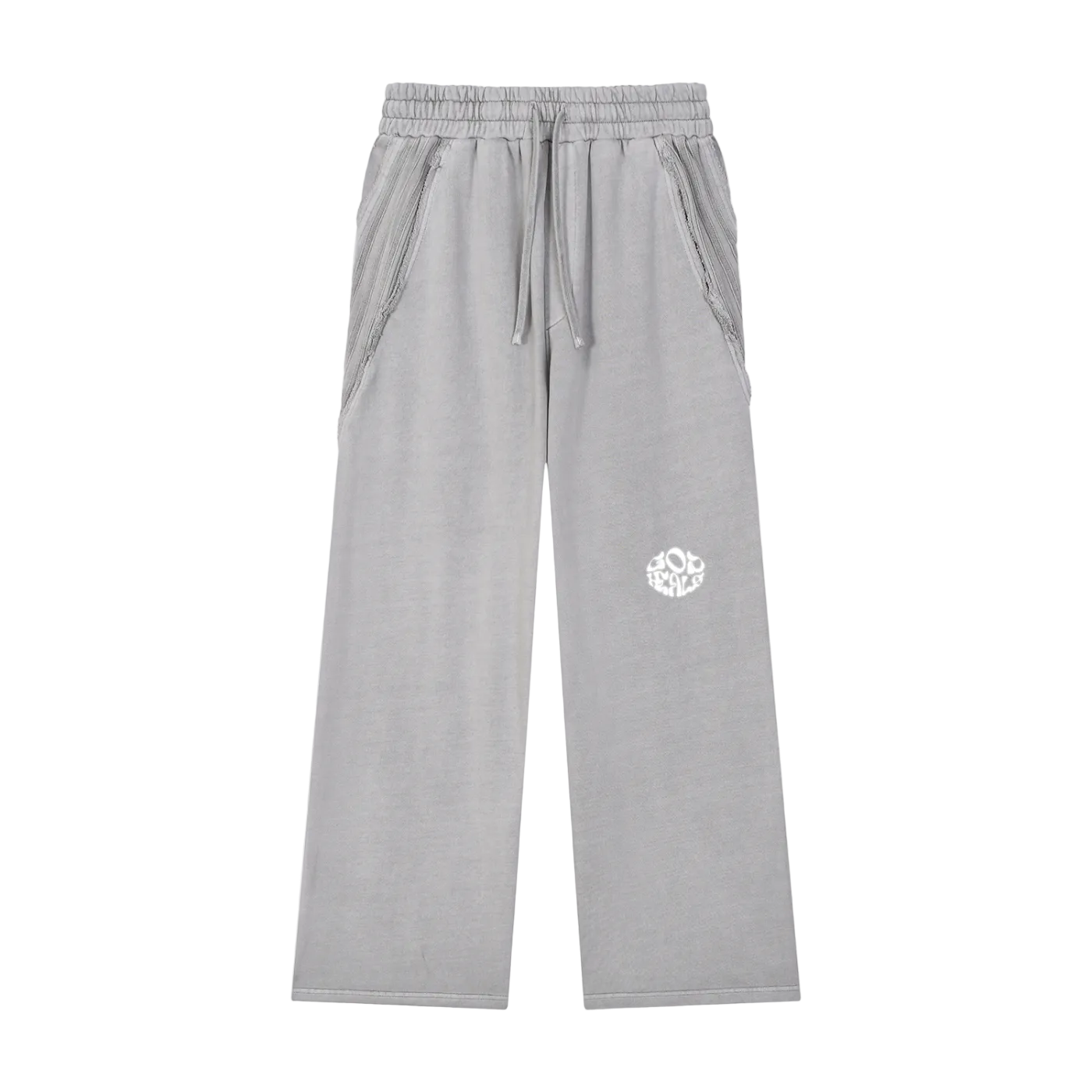 God Heals Snow Washed Tape Raw Edge Sweatpants