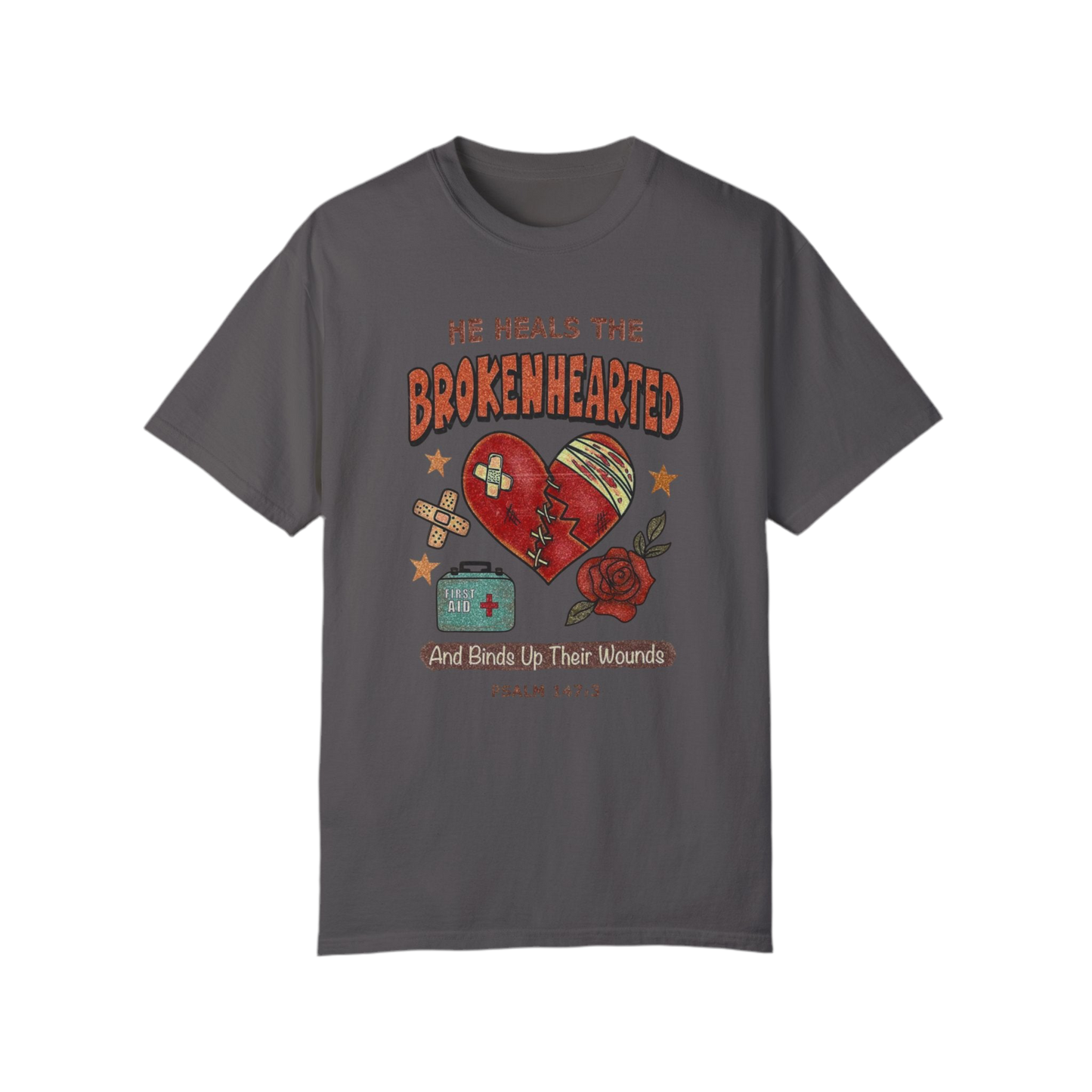 “He Heals The Brokenhearted” Unisex Garment-Dyed T-Shirt