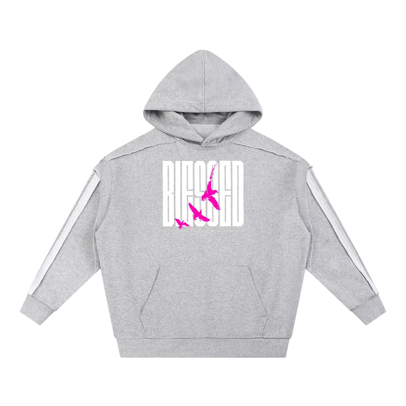 God Heals Contrast Tape Raw Edge Double Layered Hoodie