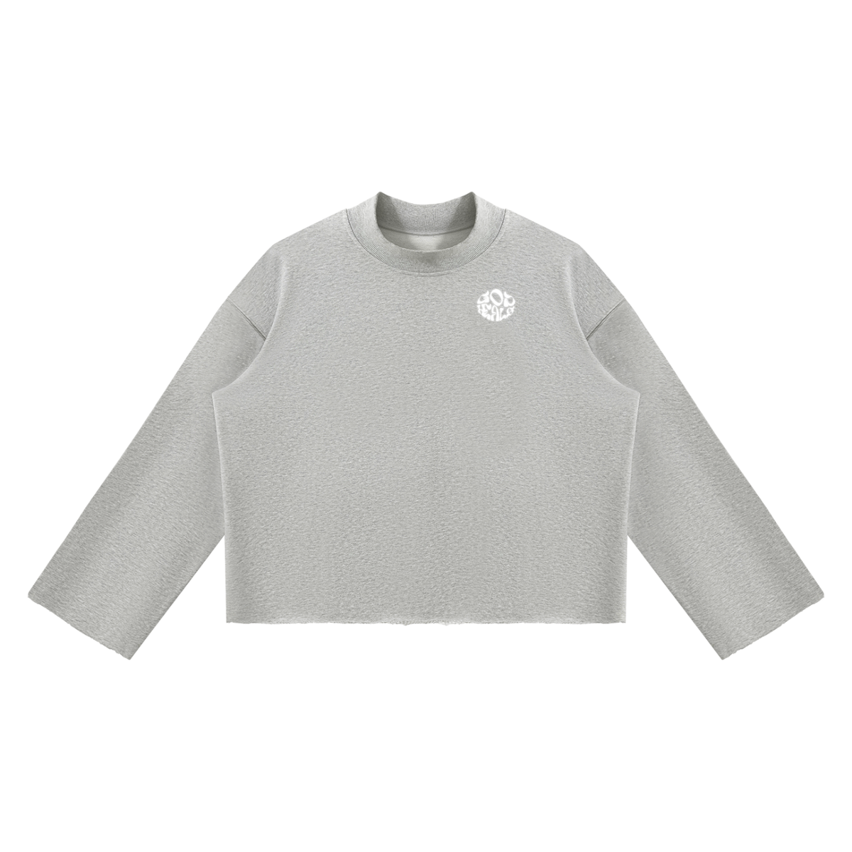Unisex Mock Neck Raw Edge Boxy Sweatshirt