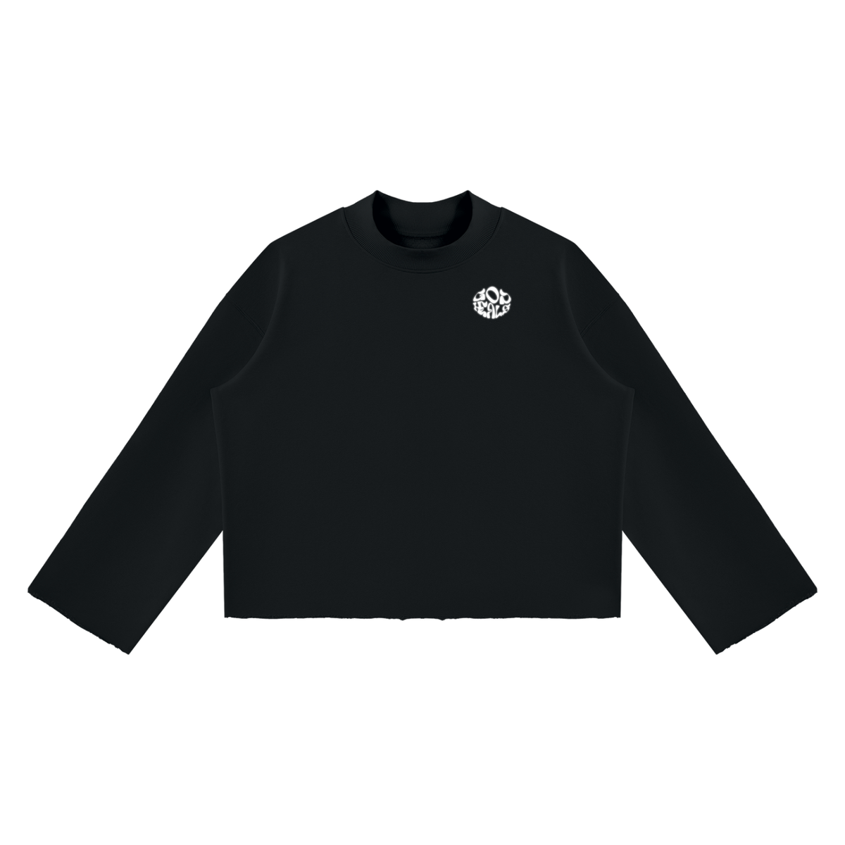 Unisex Mock Neck Raw Edge Boxy Sweatshirt