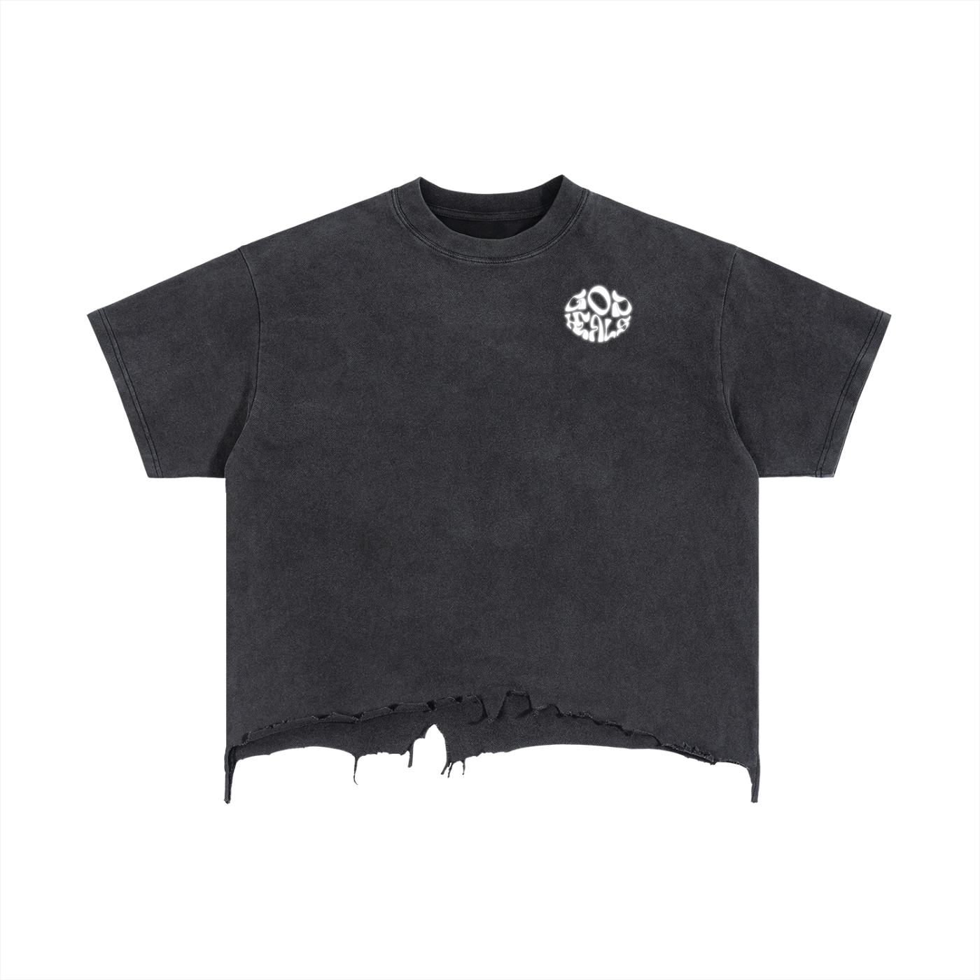 God Heals Vintage Wash Boxy Distressed Hem T-Shirt