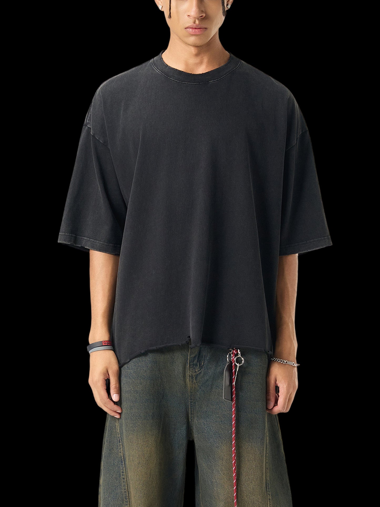 God Heals Snow Wash Raw-Hem Boxy T-shirt